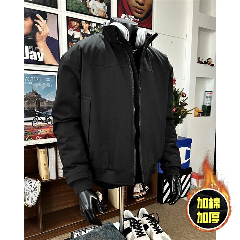现货秋冬季美拉德立领飞行立领夹克boxy廓形棉衣高街加厚加棉外套，男装夹克，电商A486-1