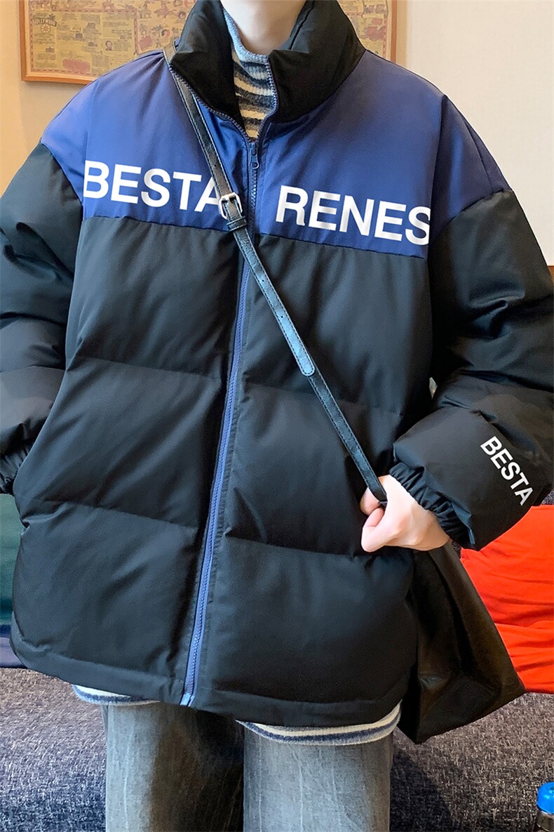 冬宽松加棉撞色简约字母北面棉衣棉服外套MY6253特价P85控138,男装棉衣,电商A268A
