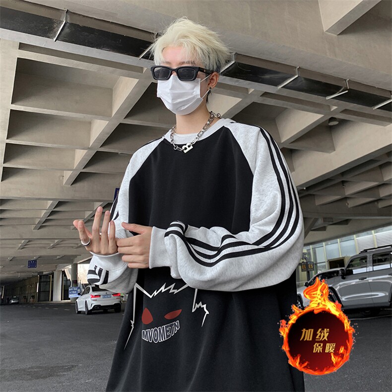 抖音得物供货提供视频秋冬重磅美式宽松织带圆领卫衣07157,男装卫衣,电商A486