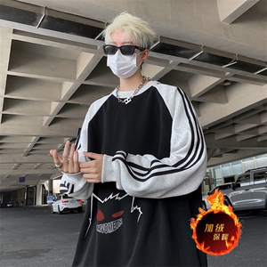 抖音得物供货 提供视频秋冬重磅美式宽松织带圆领卫衣07157图片