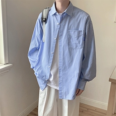 秋季新款条纹长袖衬衫Q2476-TP2539港风复古宽松古着衬衣男，男装衬衫，电商A102