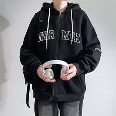 新款男百搭设计感连帽港风白墙针织外套WT3415-P60控98，男装夹克，星座717
