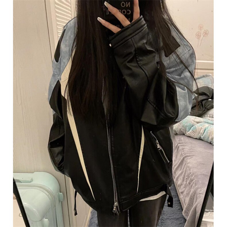 春秋拼色皮衣外套男立领美式复古休闲机车设计感夹克JK10，男装夹克，星座1116A（原606A-3）