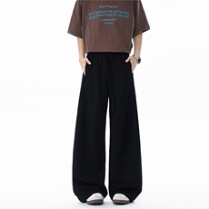 春夏褶皱设计休闲裤大码宽松垂感西裤直筒长裤通勤裤子LK511特P42，男装西裤，电商B215