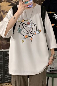 Q11142-P30 春夏季七分袖t恤男大码五分袖男短袖中袖图片