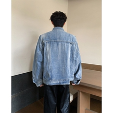 美式高街牛仔外套男士韩版潮流宽松百搭2024秋冬ins夹克W6195-P70，男装工装外套，星座412-2