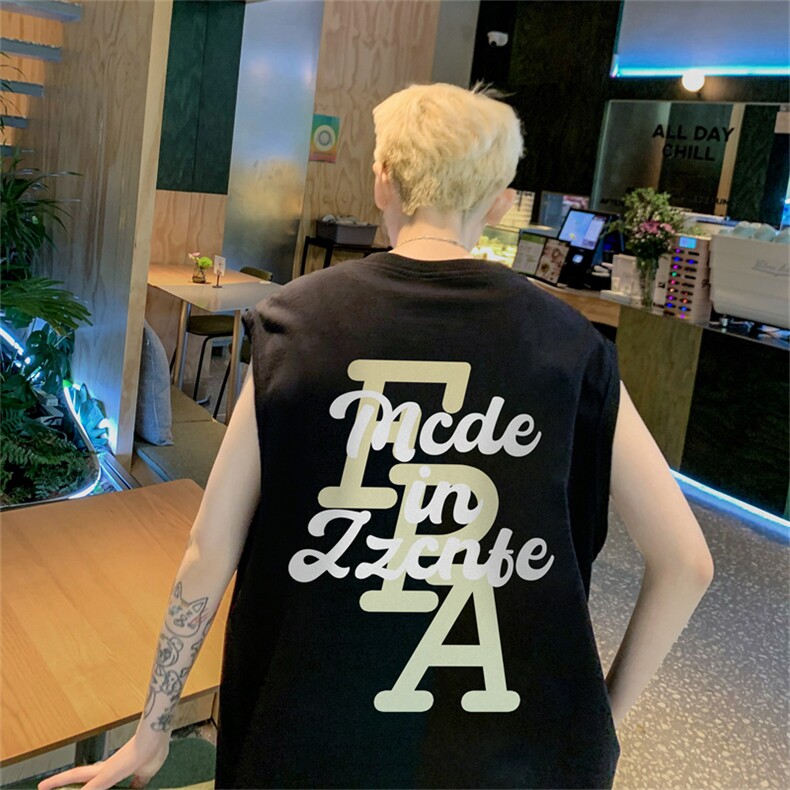 特P19控38220g纯棉美式宽松背心男女无袖t恤潮CB3162,男装T恤,电商B370