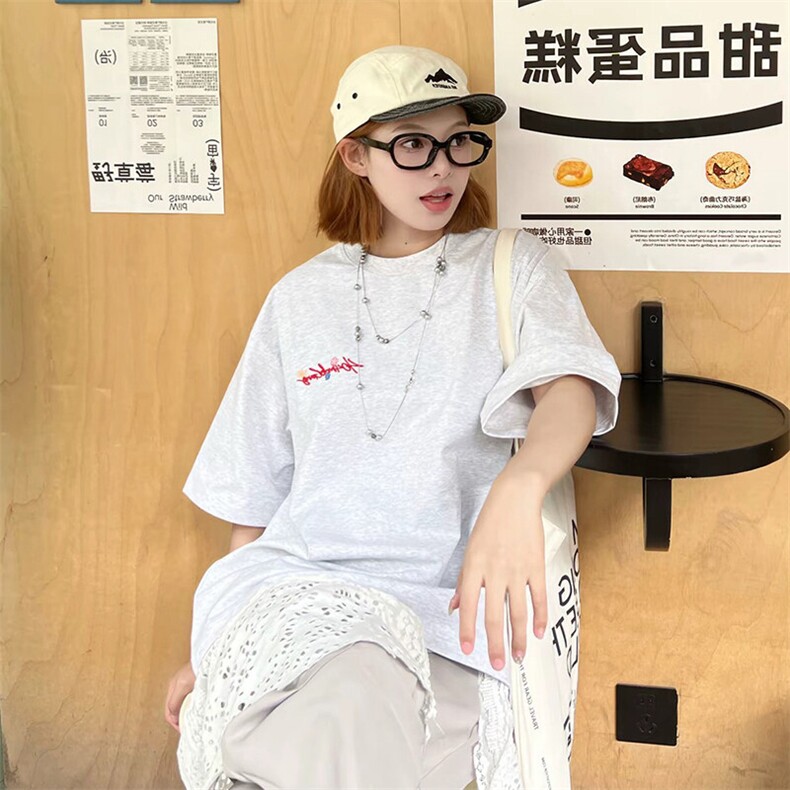 万针全刺绣工艺抖音得物高品质260克重磅纯棉双纱美式高街短袖T恤,男装T恤,电商A486-1
