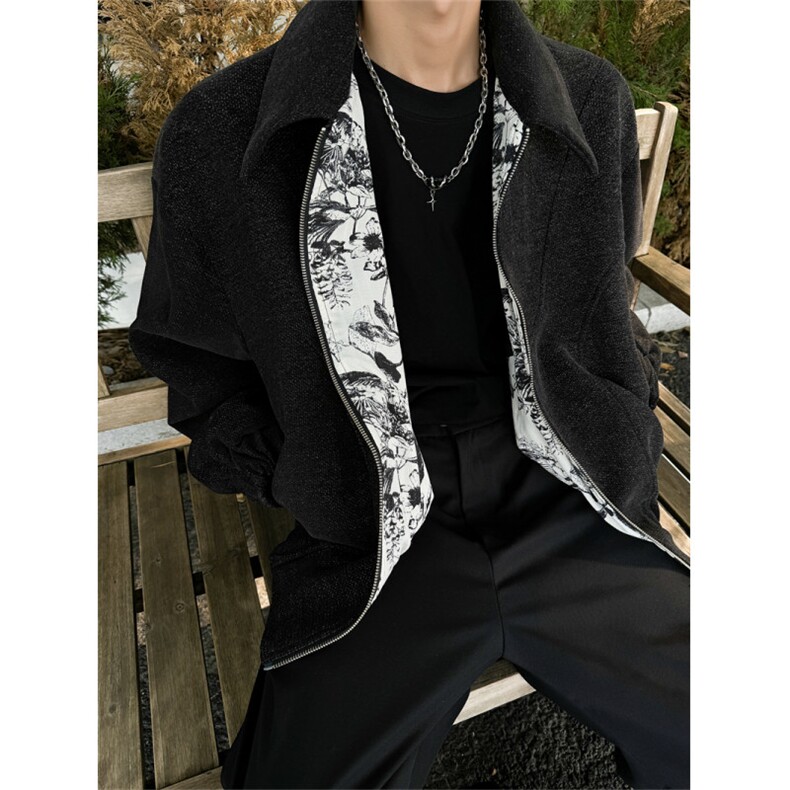 现货！cleanfit重磅粗花毛呢水墨花外套夹克1005-FWWT39-P98，男装夹克，星座1005