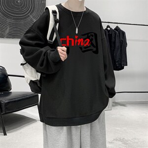 华夫格卫衣圆领卫衣男大码长袖t恤男外套 HW76189-P30加绒款-P40图片