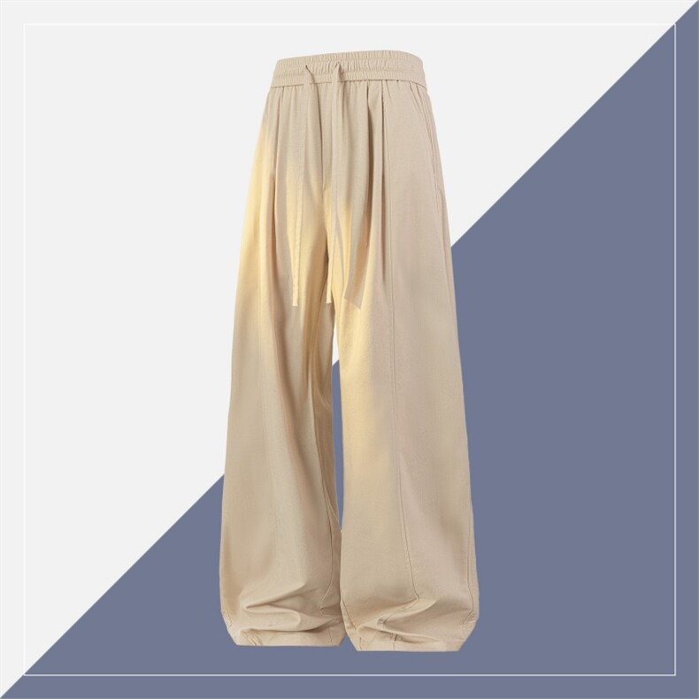 高品质鱼骨纹休闲亚麻棉裤新款宽松直筒裤A436-26012-P5085，男装棉裤，电商A436