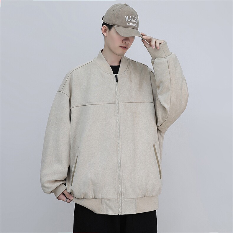 模特图新款麂皮绒飞行夹克男春秋美式复古工装618A-WT1019-P70图片
