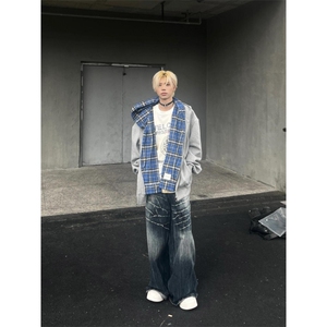 【有货】假两件格子拼接卫衣男款设计感连帽开衫外套JL97LL-特P68图片