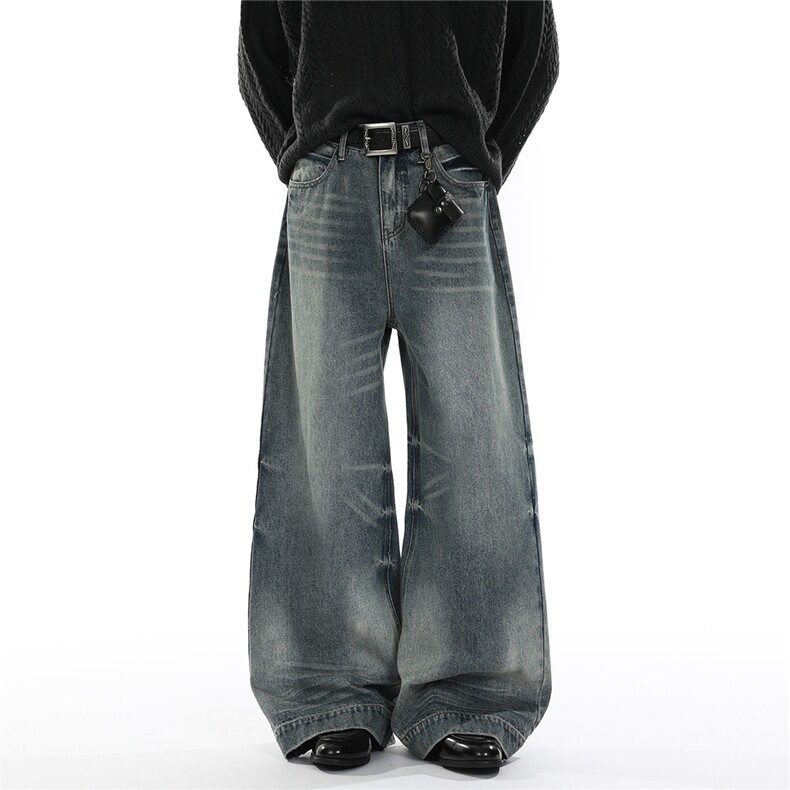xz905-2-Z085#P65-（控98）美式宽松阔腿牛仔裤，男装牛仔裤，星座905-2