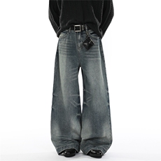 xz905-2-Z085#P65-（控98）美式宽松阔腿牛仔裤，男装牛仔裤，星座905-2