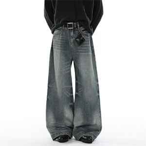 xz905-2-Z085#P65-（控98）美式宽松阔腿牛仔裤，男装牛仔裤，星座905-2