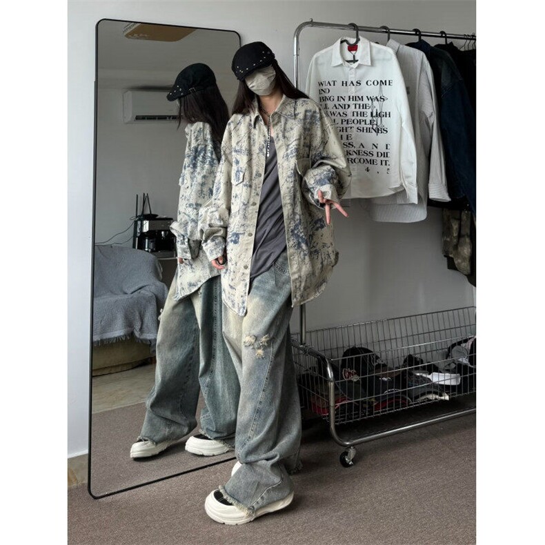 D3522-P80高品质扎染刺绣牛仔外套男春秋美式新款潮青少年印花潮,男装夹克,星座603-2
