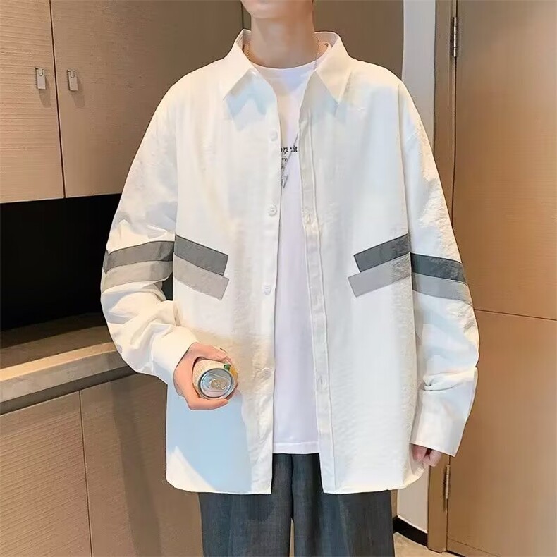 G73-P33长袖衬衫男春秋季潮牌美式复古情侣高级感休闲外套,男装衬衫,电商B323A