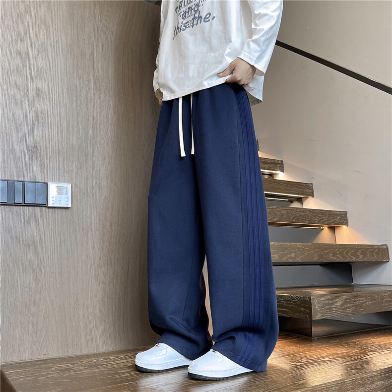 秋冬加厚垂感休闲裤宽松男拖地裤斜杠卫裤运动裤K10135-P45加绒50,男装休闲裤,电商A099