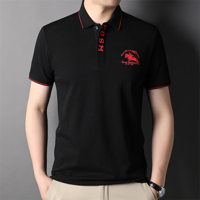 短袖t恤男高端纯棉夏季冰丝polo衫男士中老年商务休闲时尚男装,男装T恤,电商B212（原钱塘6029）