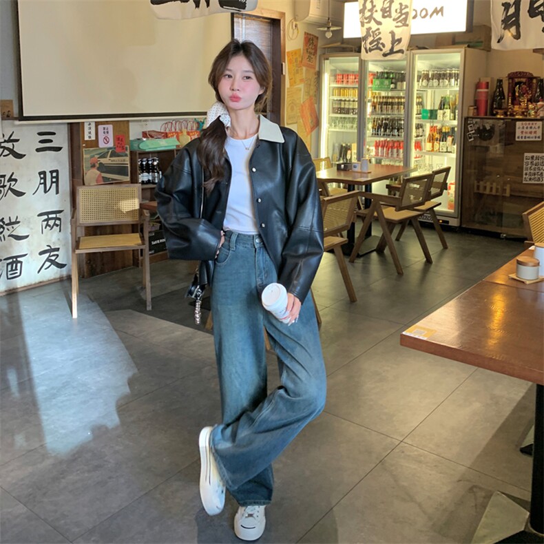 大货撞色收腰短款皮衣2c309-8031-p135-k198,女装短外套,2C309