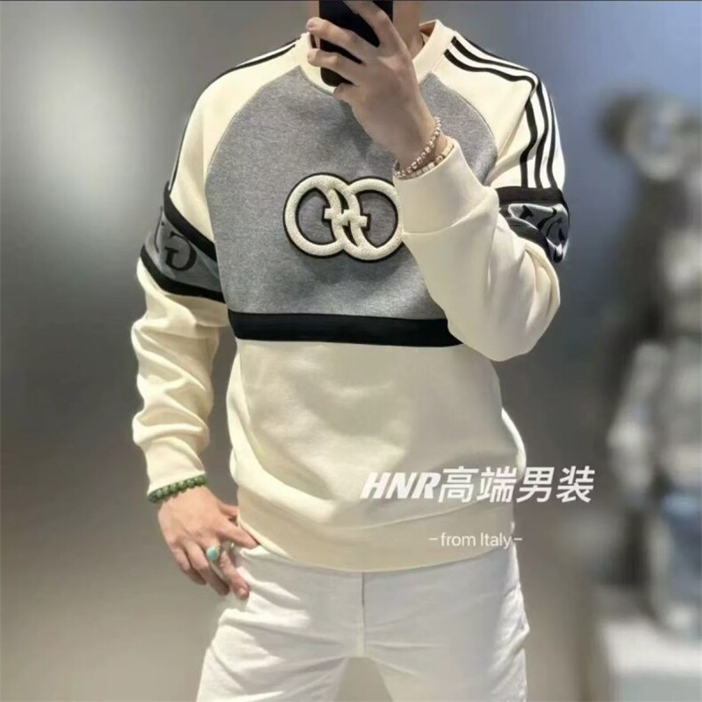 直播秋冬轻奢欧版加绒加厚卫衣男潮流设计感圆领保暖卫衣,男装棉衣,星座1602（原101B）