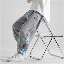 加推夏季薄款宽松侧排扣冰感束脚休闲运动裤冰丝裤2110-P45,男装休闲裤,星座914-3