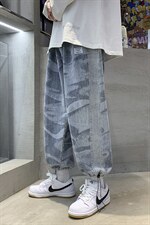 高级感hiphop宽松牛仔裤炸街美式高街束脚休闲长裤A125-K915-P55，男装牛仔裤，电商A071