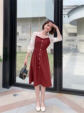 韩版修身显瘦连衣裙有现货,女装连衣裙,千利红