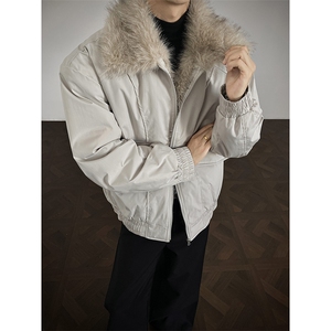 百搭棉服男秋冬新款美式潮牌毛领座山雕加厚棉衣-A2343P99图片