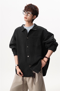 8XL-M 特大码牛仔衬衫宽松浅蓝色牛仔外套男休闲衬衫CS502P68控88图片