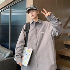 2024春季新款日系长袖衬衫男潮牌宽松休闲工装外套现货W8124-P38，男装衬衫，星座512-4