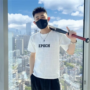 潮男短袖t恤夏季痞帅精神小伙体恤衫2023个性男士休闲上衣 T221图片