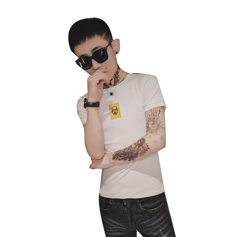 夏季男士短袖T恤刺绣衣服潮网红社会小伙半袖体恤C301B-DT18,男装T恤,电商C301B