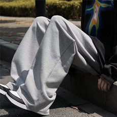 美式卫裤男秋冬坠感宽松高街运动裤拖地阔腿裤直筒裤子K4633-P35，男装休闲裤，星座412-3