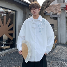 ！2025夏季新款男士新中式长袖衬衫风衬衣CS201特P38，男装衬衫，电商B220