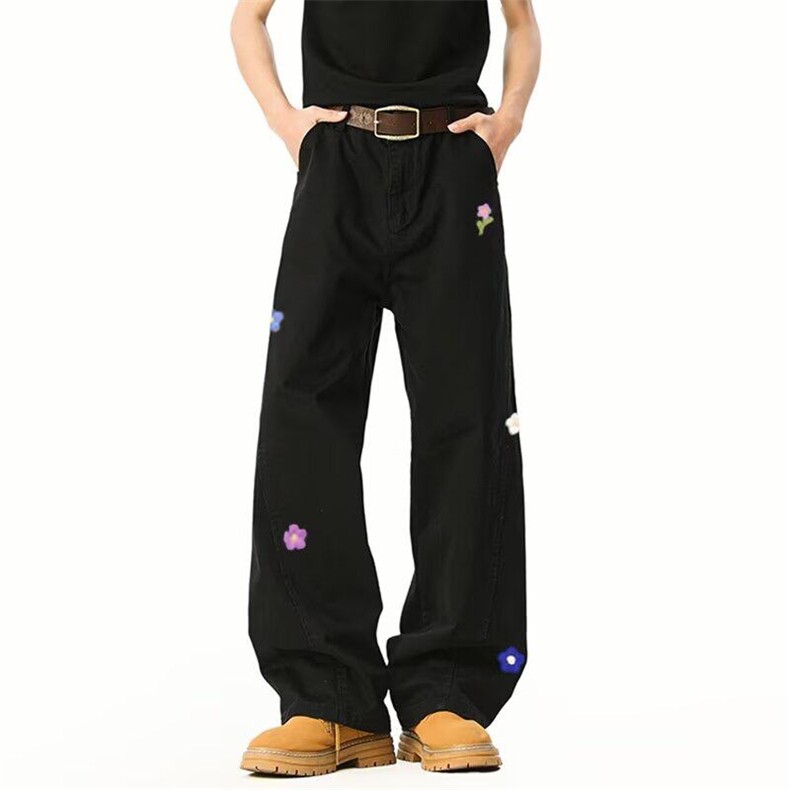 D61-P50美式高街花朵刺绣牛仔裤痞帅炸街高级感休闲长裤，男装牛仔裤，星座617A-1（原B318A）