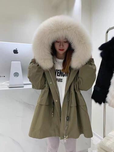 ZHG8112狐狸大毛领獭兔内胆背后拉链皮草派克服图片