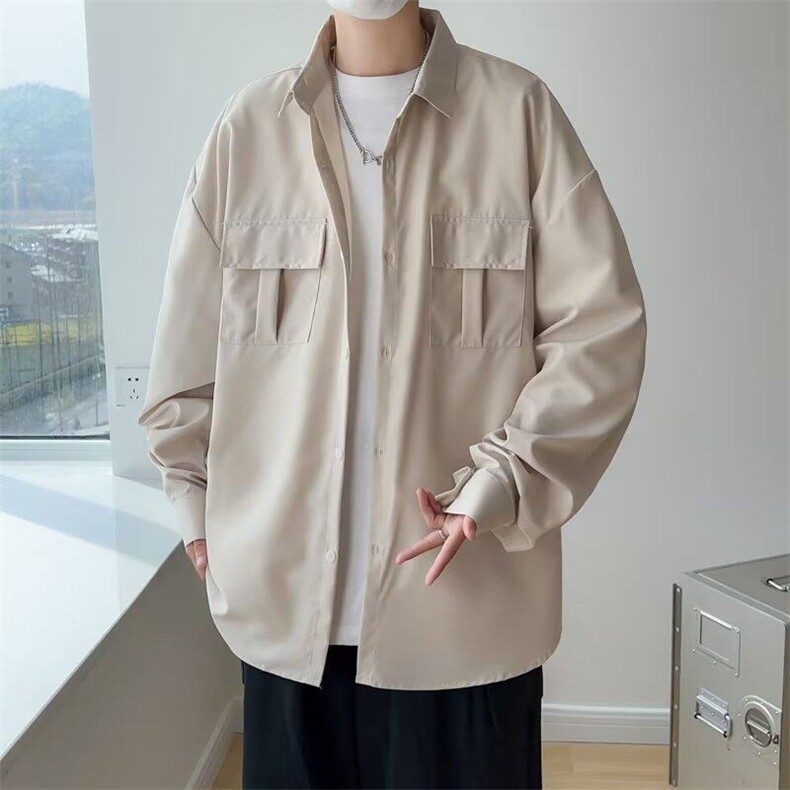 工装衬衫男长袖韩版宽松潮流外套港风日系痞帅衬衣秋装EE006-P35图片