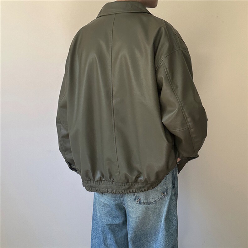 现货主推高质量皮衣外套男宽松皮夹克机车服A026P95加绒P105,男装夹克,电商A351