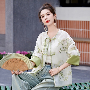 轻奢女装新中式国风盘扣绣花上衣薄款防晒衣优雅时尚清爽短款外套图片