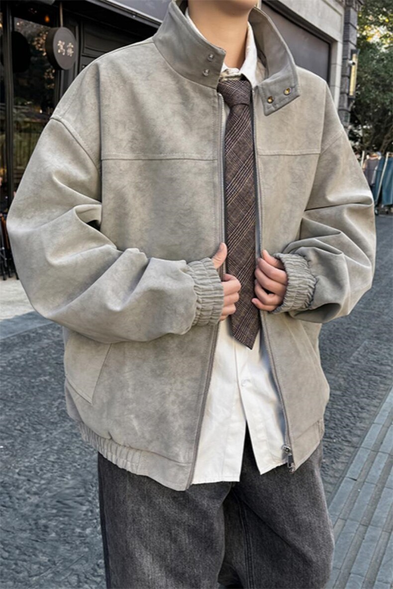 春季抖音得物品质扎染PU皮衣立领雾面皮夹克外套男6153-TP43,男装夹克,星座207