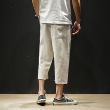 2020马切达夏季新款日系大码男纯色棉麻七分裤亚麻休闲裤K256-P35，男装休闲裤，电商A001