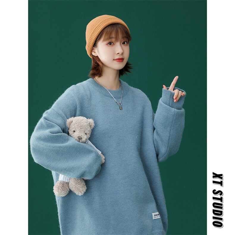 @中性风冬新款2021毛衣圆领纯色针织衫上衣A125-C011-P65女类，男装针织衫/毛衣，电商A125