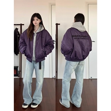美式复古刺绣棒球棉服外套男女潮牌Cleanfit短宽飞行夹棉夹克外套，男装夹克，星座506A