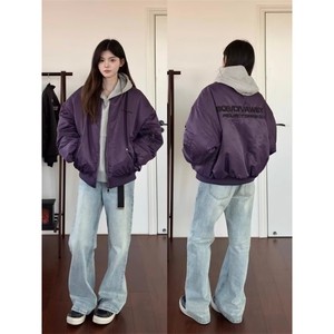 美式复古刺绣棒球棉服外套男女潮牌Cleanfit短宽飞行夹棉夹克外套图片