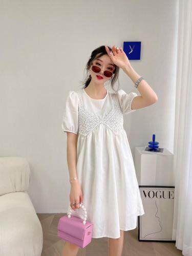 现货：夏季新款假两件连衣裙，女装连衣裙，花之妖影