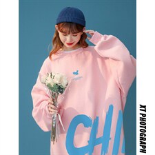 中性22秋季港风潮流印花宽松情侣休闲套头圆领卫衣W146P30控48，男装卫衣，A247A