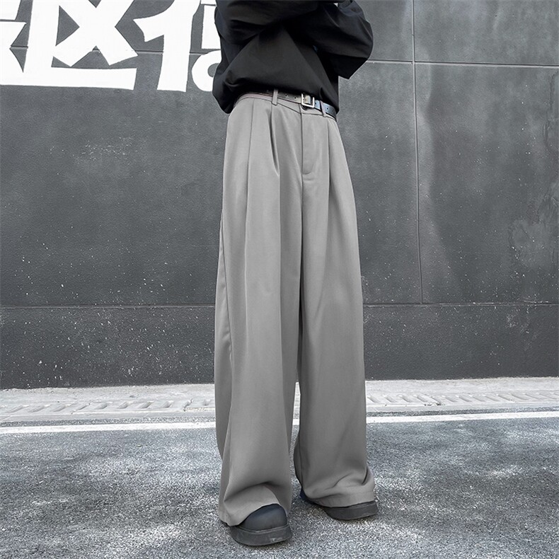 西装裤子男日系裤子宽松直筒休闲长裤垂感阔腿西裤K310-P45,男装西裤,星座308B-1