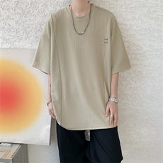 超大码金属标手工设计肌理感短袖T恤8XL-M垂感冰丝半袖DX1220/P38，男装T恤，电商B238